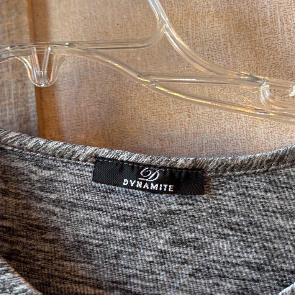 Dynamite Heather Gray Ruffle Sleeve Top large - Picture 3 of 4